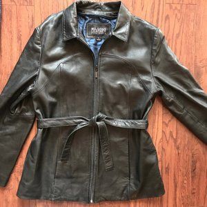 Wilson's Leather Belted Jacket Removable Liner Lrg